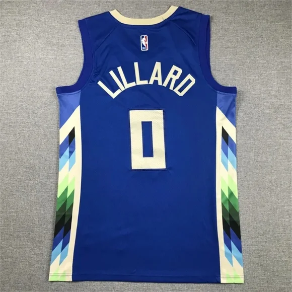 Nike New w/ Tags Damian Lillard Milwaukee Bucks Hypercolor Jersey Blue - Picture 4 of 7